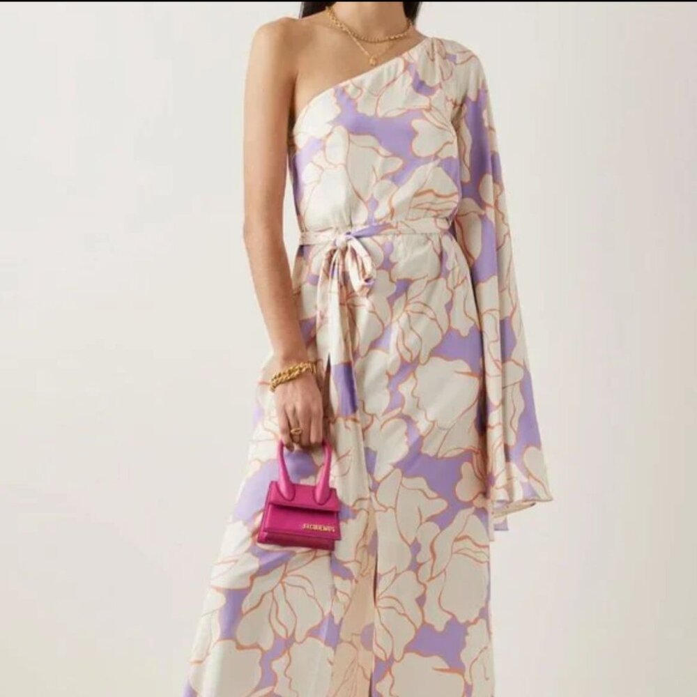 Alexis LIO Floral Serenity Asymmetric Hem One Shoulder Fitted Maxi Dress